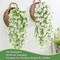 Artificial Flowers for Outdoors Fake Morning Glory Hanging Flower Decoration, 2 Pcs Realistic Faux Plants Petunias Trailing Vines, Spring Summer Decor for Porch Patio Balcony Planter Yard(White)